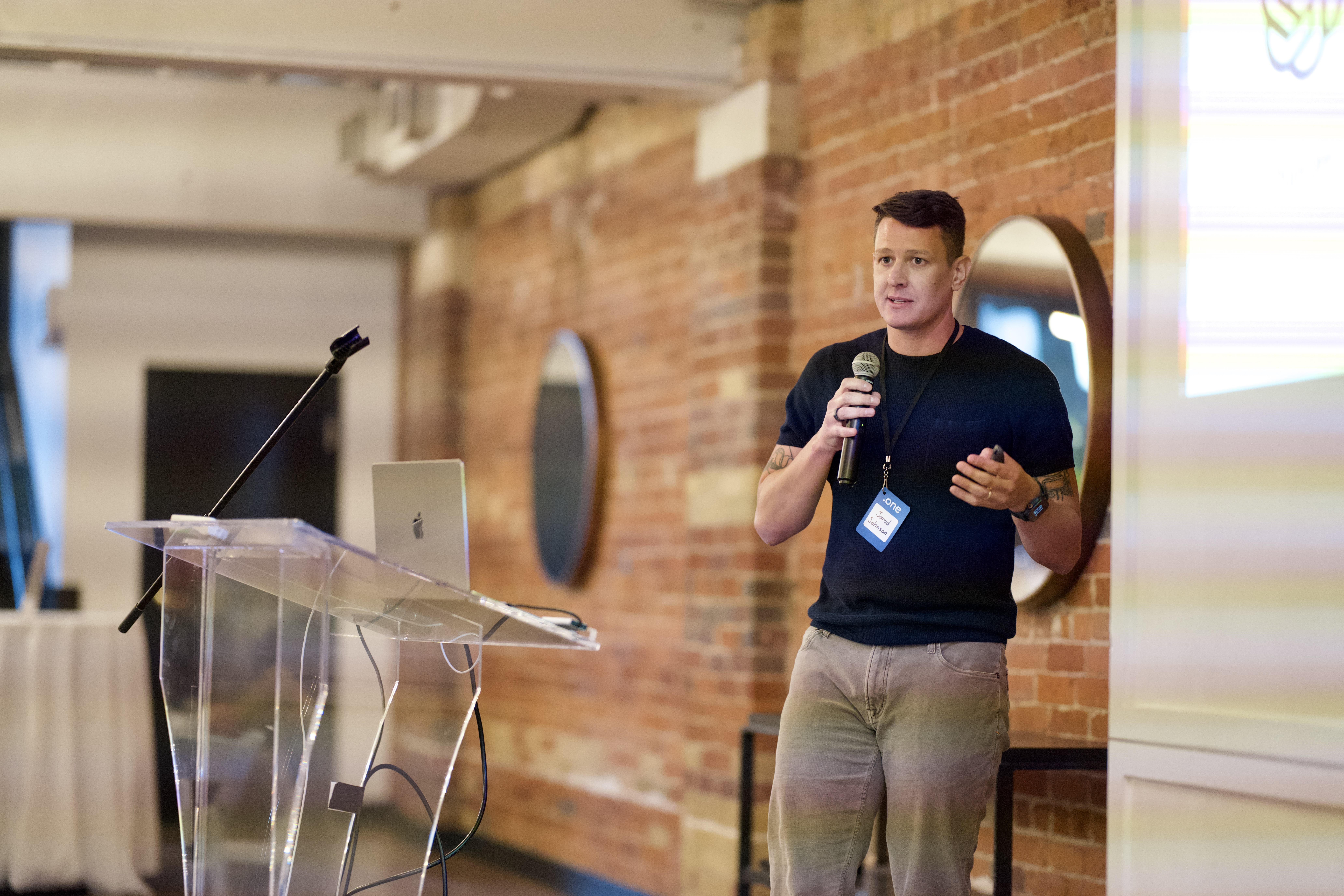Jarad Johnson speaking at the Dot One workshop.