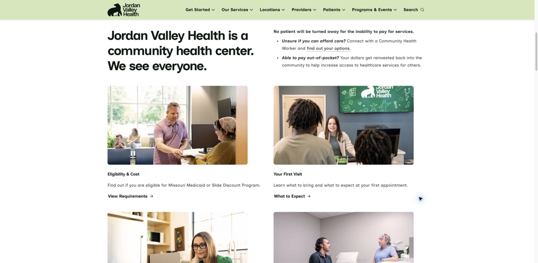 Get Started hub grouping eligibility and cost, first-visit guidance and provider discovery.